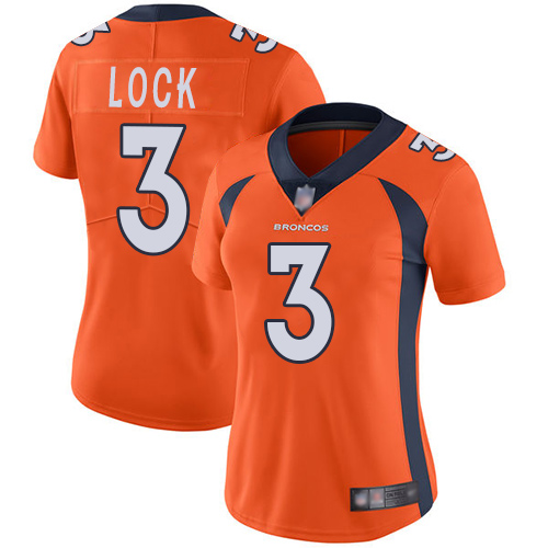 Denver Broncos Limited Women Orange Drew Lock Home Jersey #3 Vapor Untouchable NFL Football